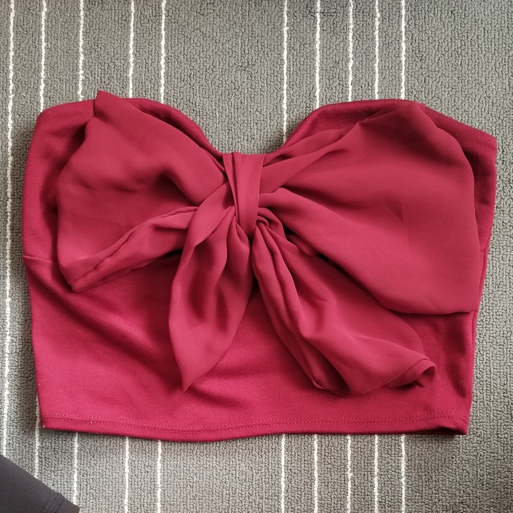 Front Bow Tube Crop Top